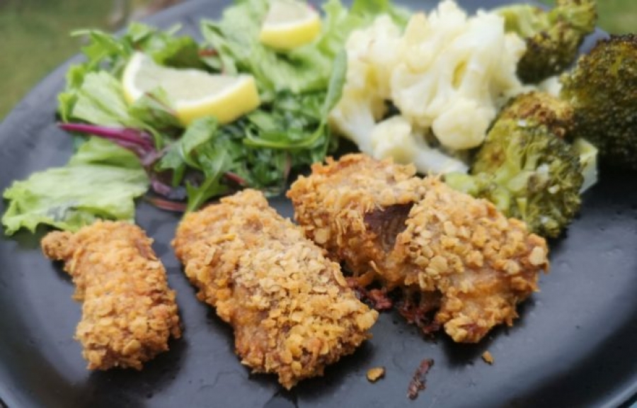 Crispy catfish fillet steaks